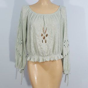 Free People Mint Green Embroidered Peasant Top Woman S Nordstrom